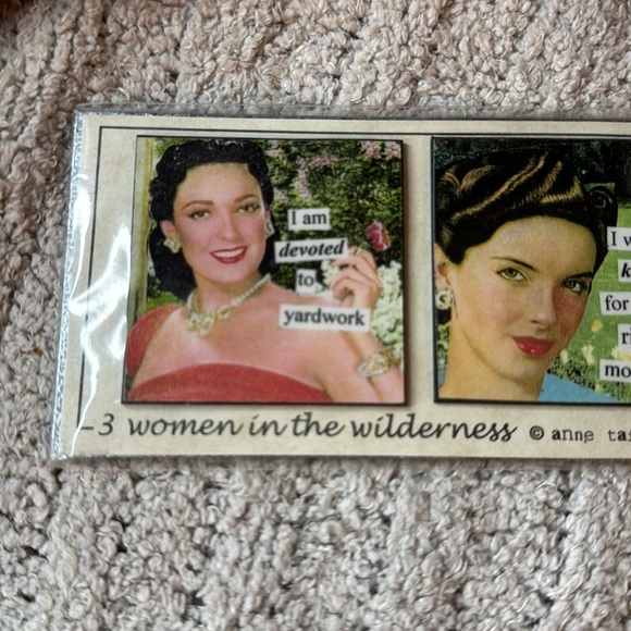 Retro Fun from Anne Taintor!!! Set of 3 magnets on a large silver metal magnet - Picture 2 of 6